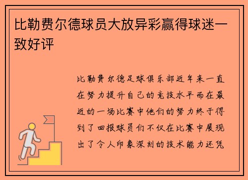 比勒费尔德球员大放异彩赢得球迷一致好评